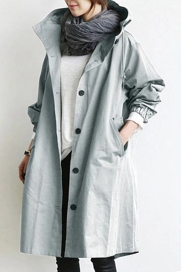 Ilaria Oversized Hooded Drawstring Long Trench Coat