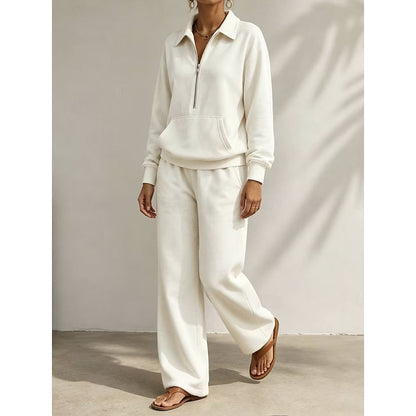 Ismerie Half Zip Sweatshirt Wide Leg Trouser Set