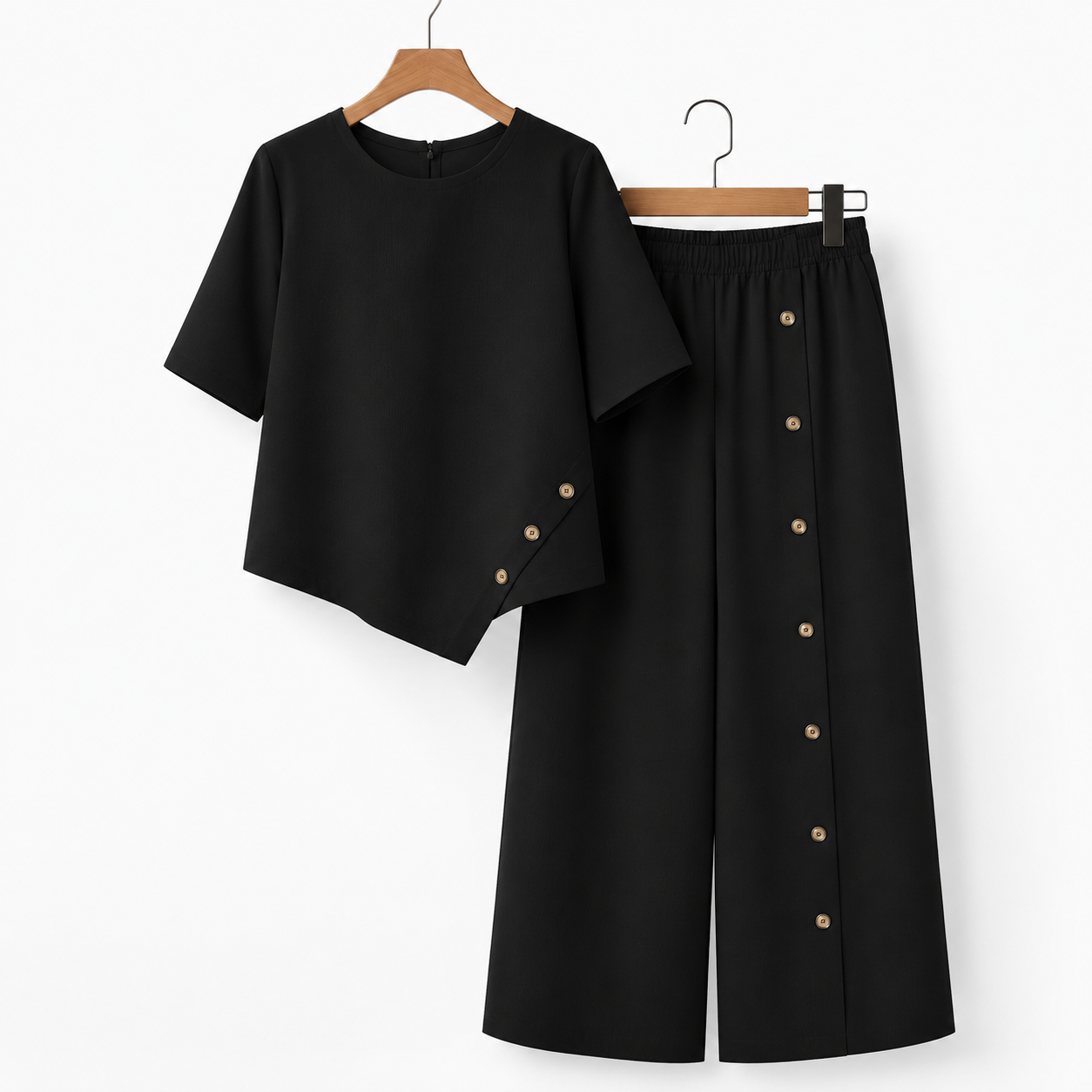 Rosina Irregular Hem Wide-Leg Pants Set