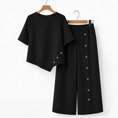 Rosina Irregular Hem Wide-Leg Pants Set