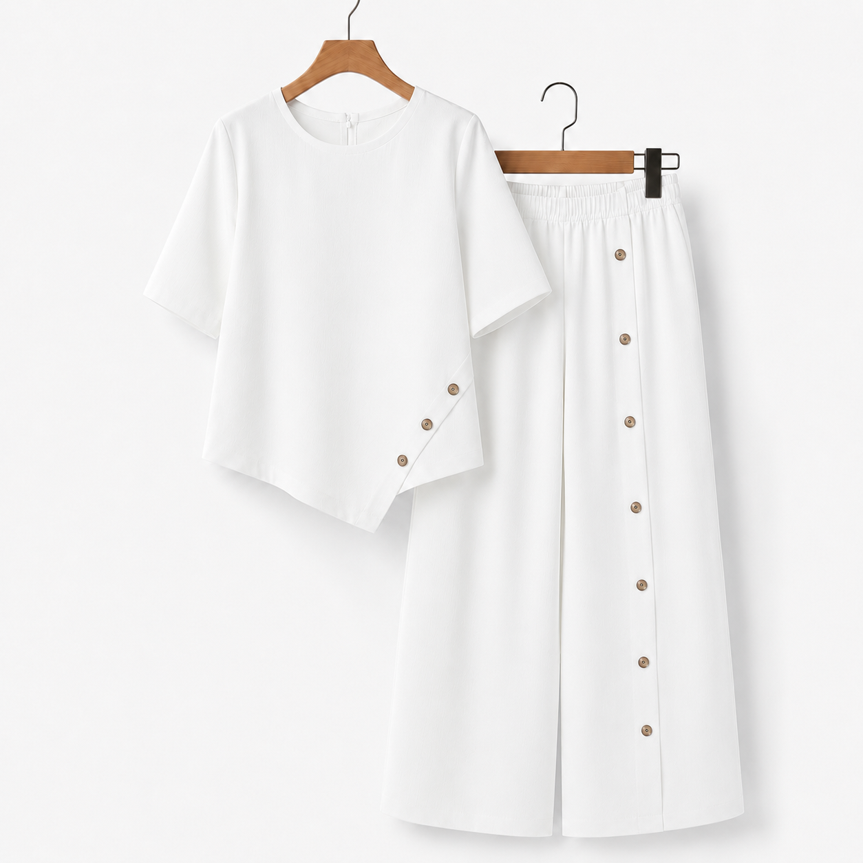 Rosina Irregular Hem Wide-Leg Pants Set