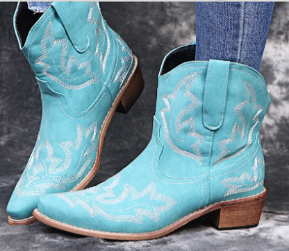 Annika Embroidered Mid-Calf Cowboy Boots