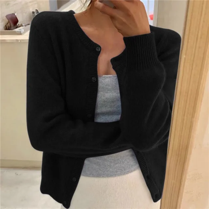 Melina Round Neck Button Front Knit Cardigan