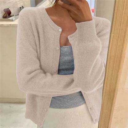 Melina Round Neck Button Front Knit Cardigan