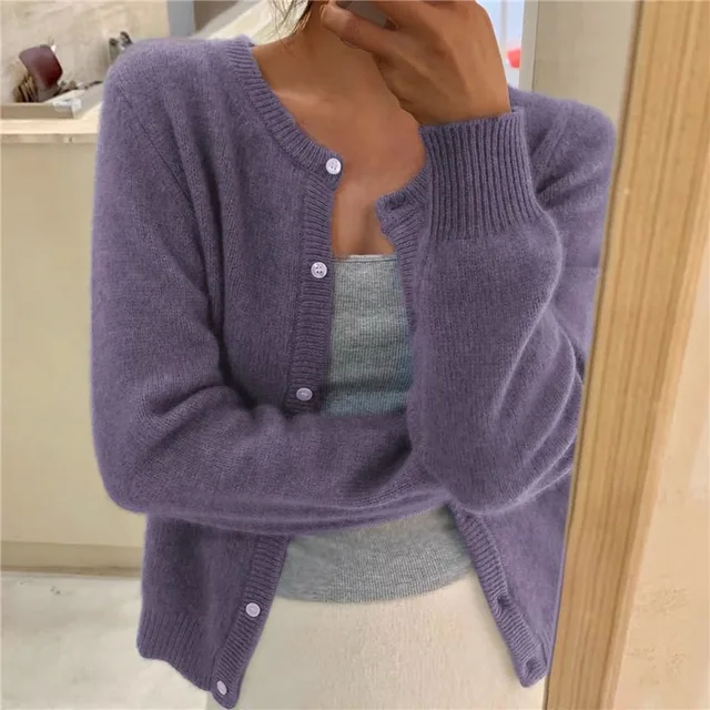 Melina Round Neck Button Front Knit Cardigan