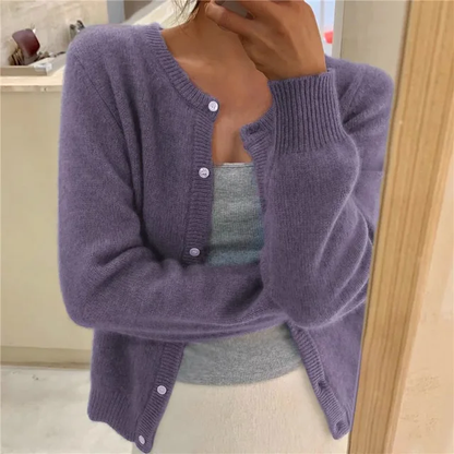 Melina Round Neck Button Front Knit Cardigan