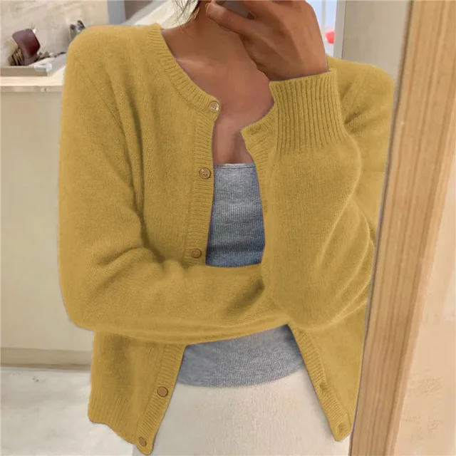 Melina Round Neck Button Front Knit Cardigan