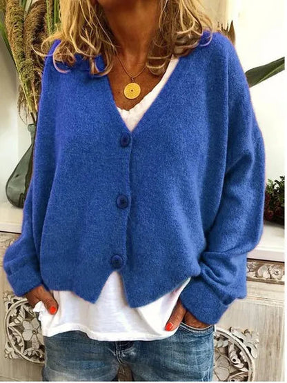 Morwenna Relaxed V Neck Button Front Knit Cardigan
