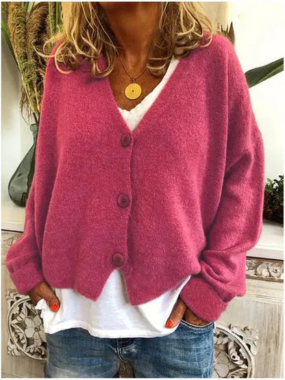 Morwenna Relaxed V Neck Button Front Knit Cardigan