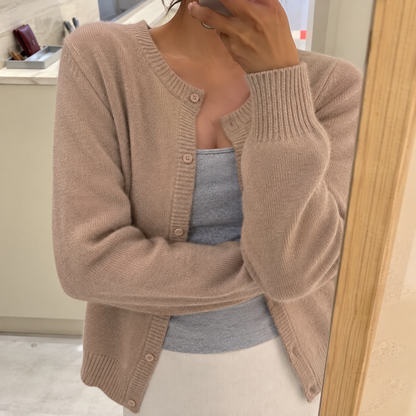 Melina Round Neck Button Front Knit Cardigan