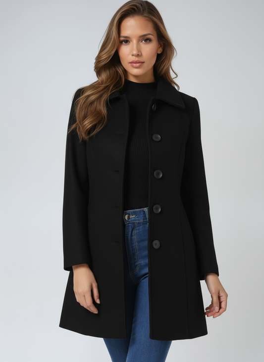 Orlena Wide Collar Fitted Midi Coat