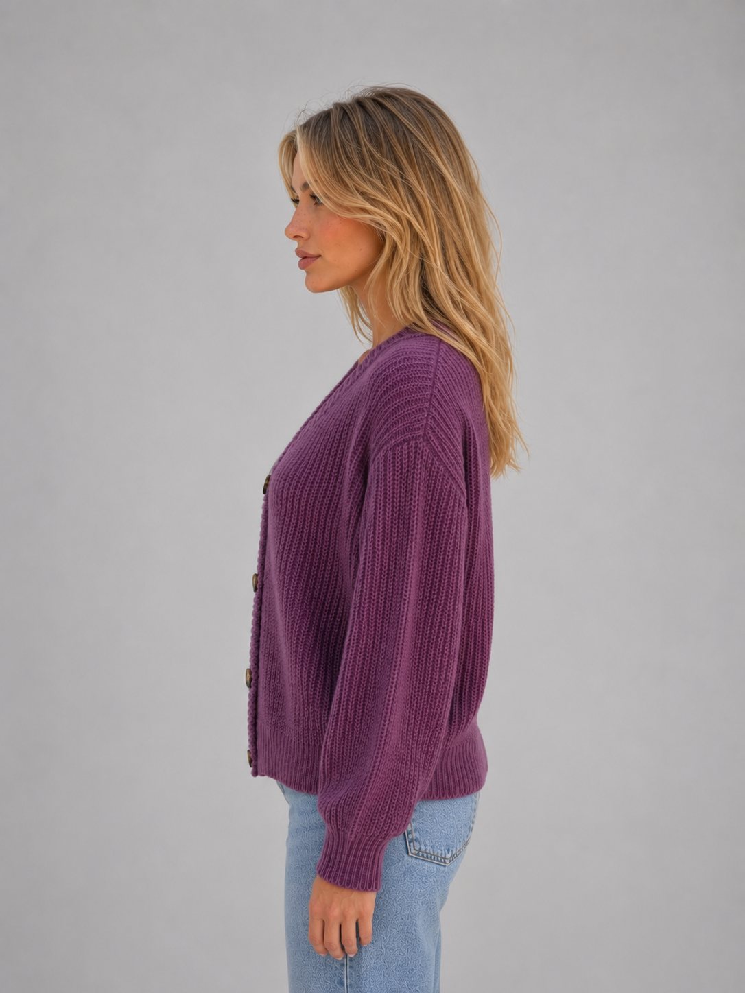 Adele Chunky Ribbed Knit V-Neck Cardigan