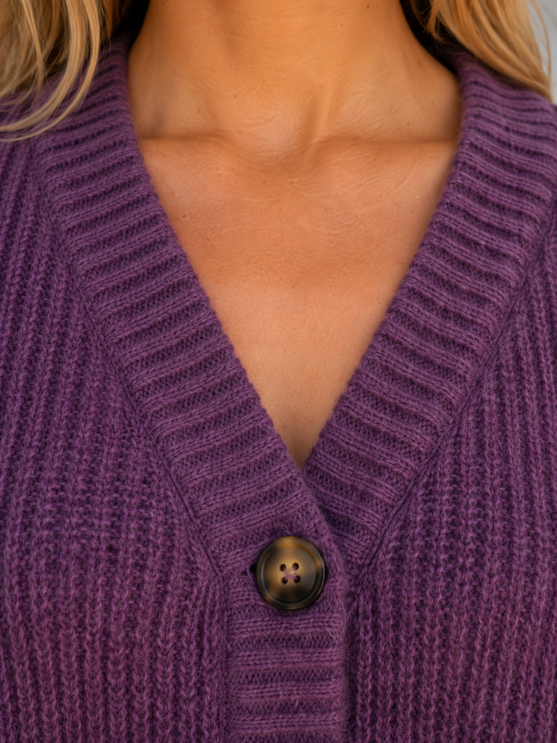 Adele Chunky Ribbed Knit V-Neck Cardigan