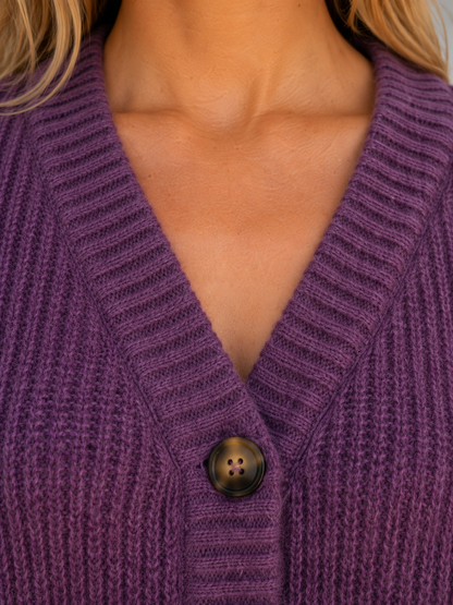 Adele Chunky Ribbed Knit V-Neck Cardigan