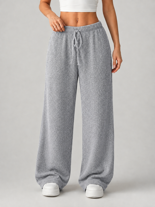 Amabel High Waist Drawstring Knitted Wide Leg Trousers