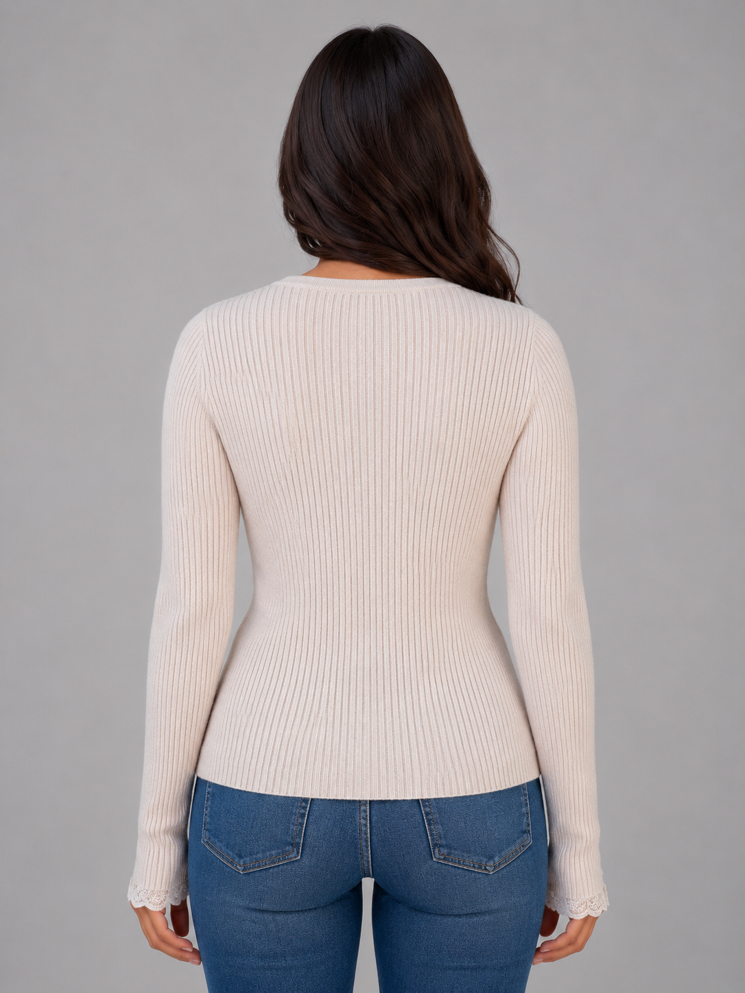 Lucienne Fitted V-Neck Ribbed Knit Cardigan