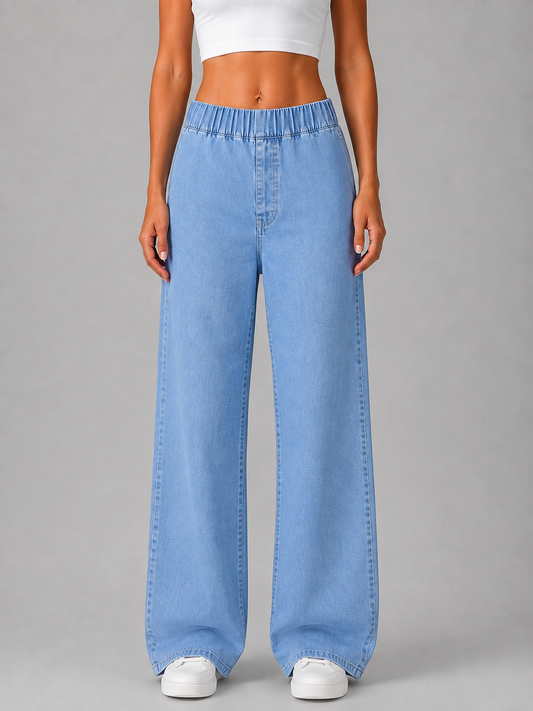 Adriana High Waist Elasticated Wide Leg Jeans