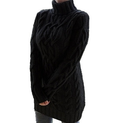 Cordelia Fitted Cable Knit Turtleneck Jumper Dress