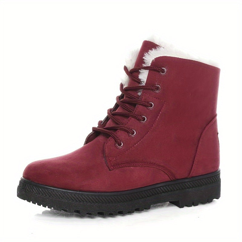 Marianne Plush Lined Cushioned Lace-Up Ankle Boots