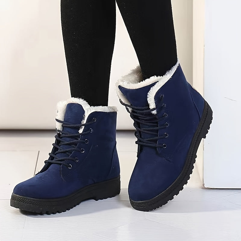 Marianne Plush Lined Cushioned Lace-Up Ankle Boots