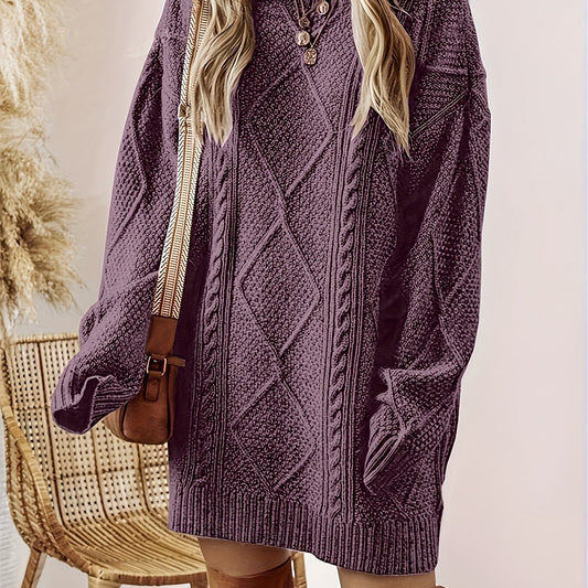 Susannah Relaxed Diamond Cable Knit Jumper Dress