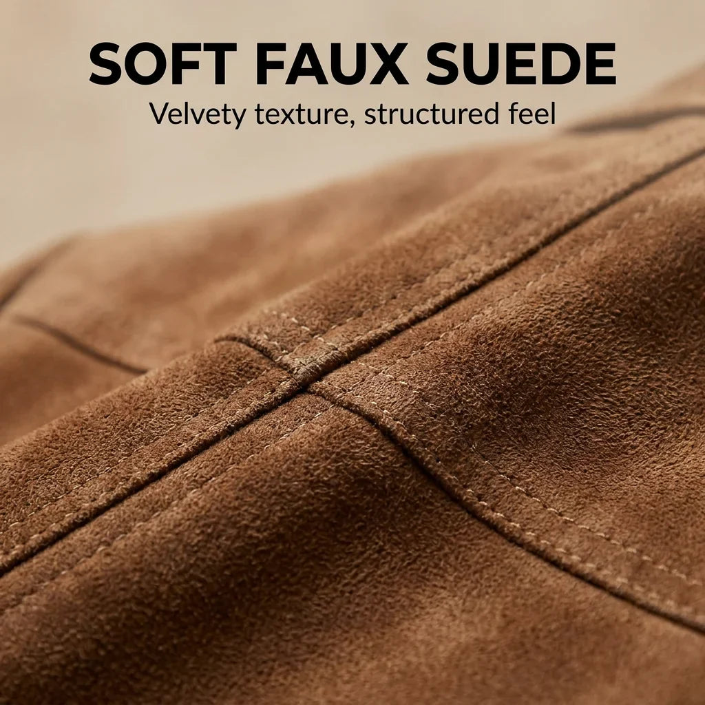 Heloise Notch Lapel Button Front Suede Blazer
