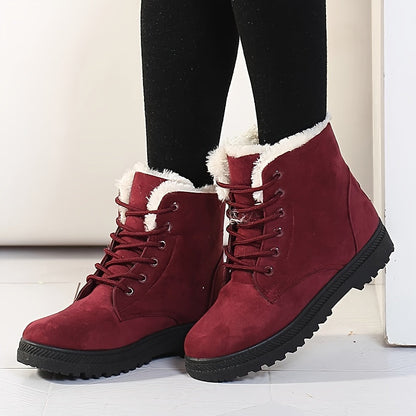 Marianne Plush Lined Cushioned Lace-Up Ankle Boots