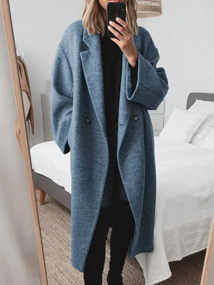 Adalise Regular Fit Cotton Blend Long Overcoat