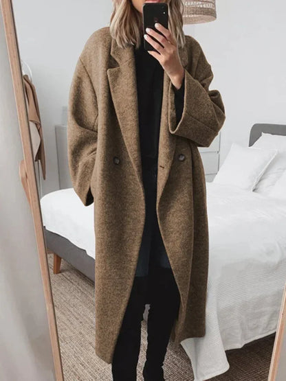Adalise Regular Fit Cotton Blend Long Overcoat