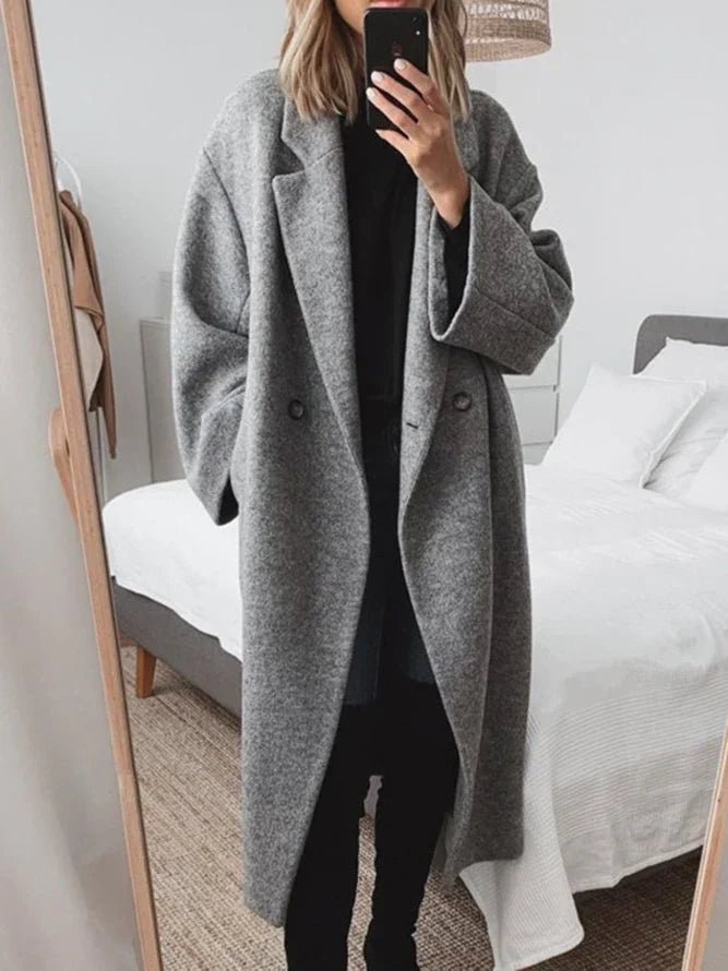 Adalise Regular Fit Cotton Blend Long Overcoat