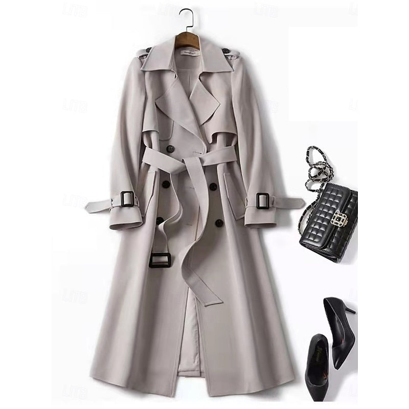 Arabella Belted Double-Breasted Longline Trench Coat