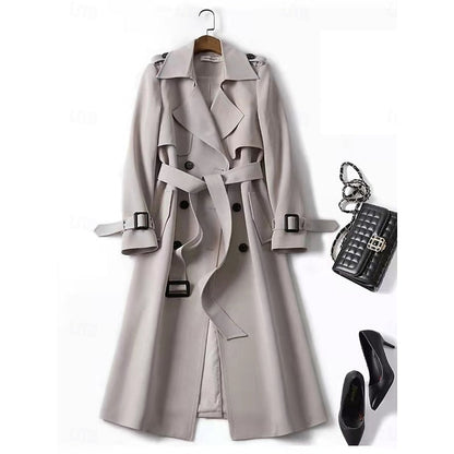 Arabella Belted Double-Breasted Longline Trench Coat