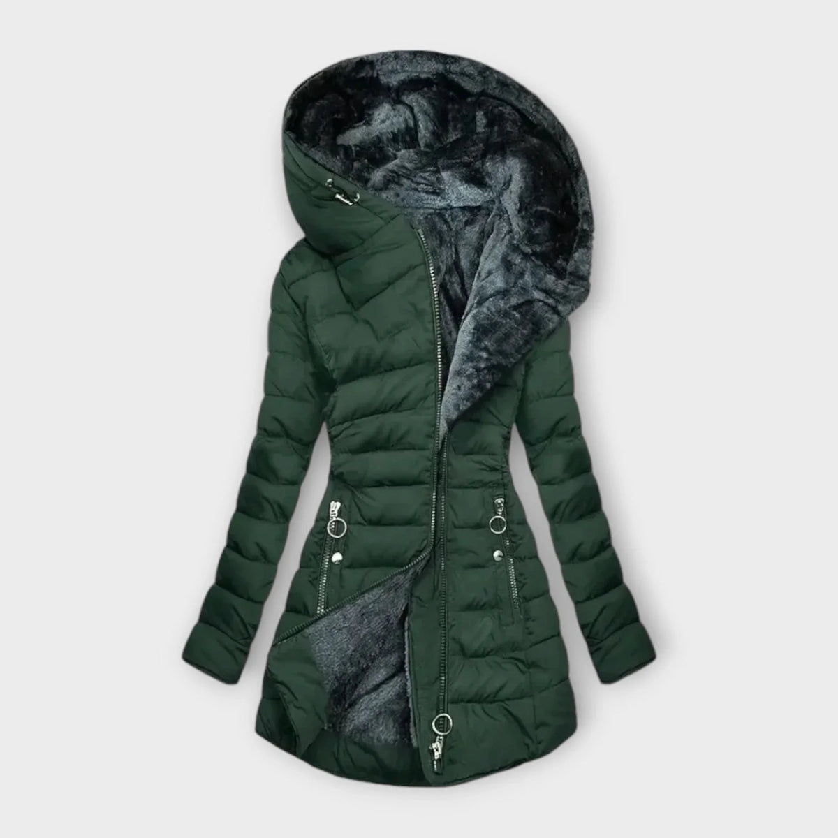 Fabiola Faux Fur Lined Hooded Zip Puffer Coat