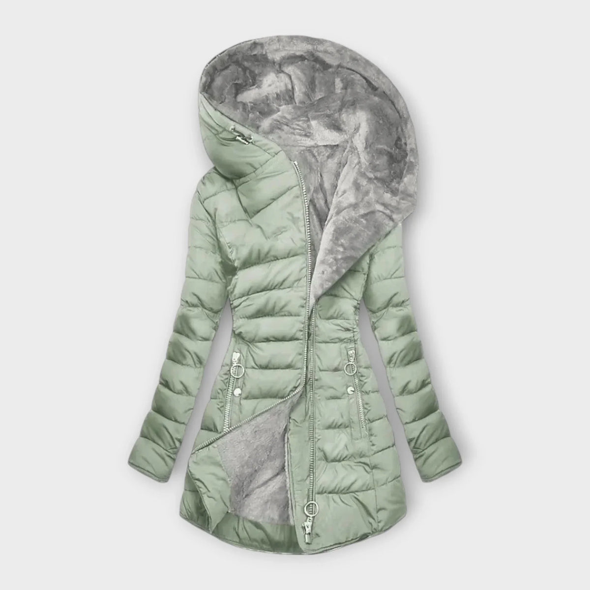 Fabiola Faux Fur Lined Hooded Zip Puffer Coat