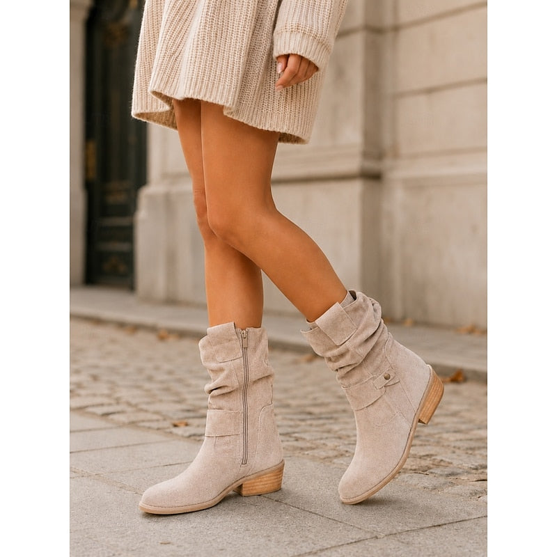 Delphine Slouchy Low Block Heel Ankle Boots