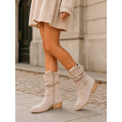 Delphine Slouchy Low Block Heel Ankle Boots