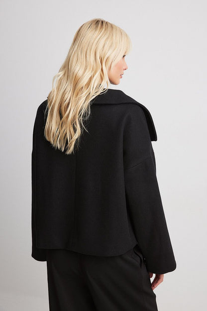 Domenica Wide Collar Double-Breasted Short Coat