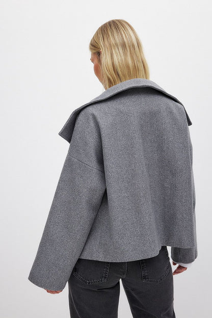 Domenica Wide Collar Double-Breasted Short Coat