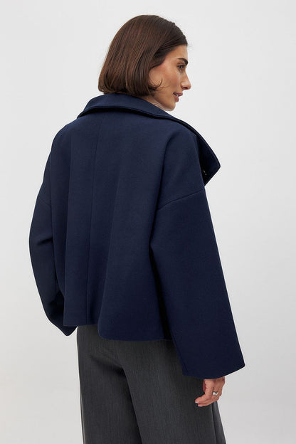 Domenica Wide Collar Double-Breasted Short Coat