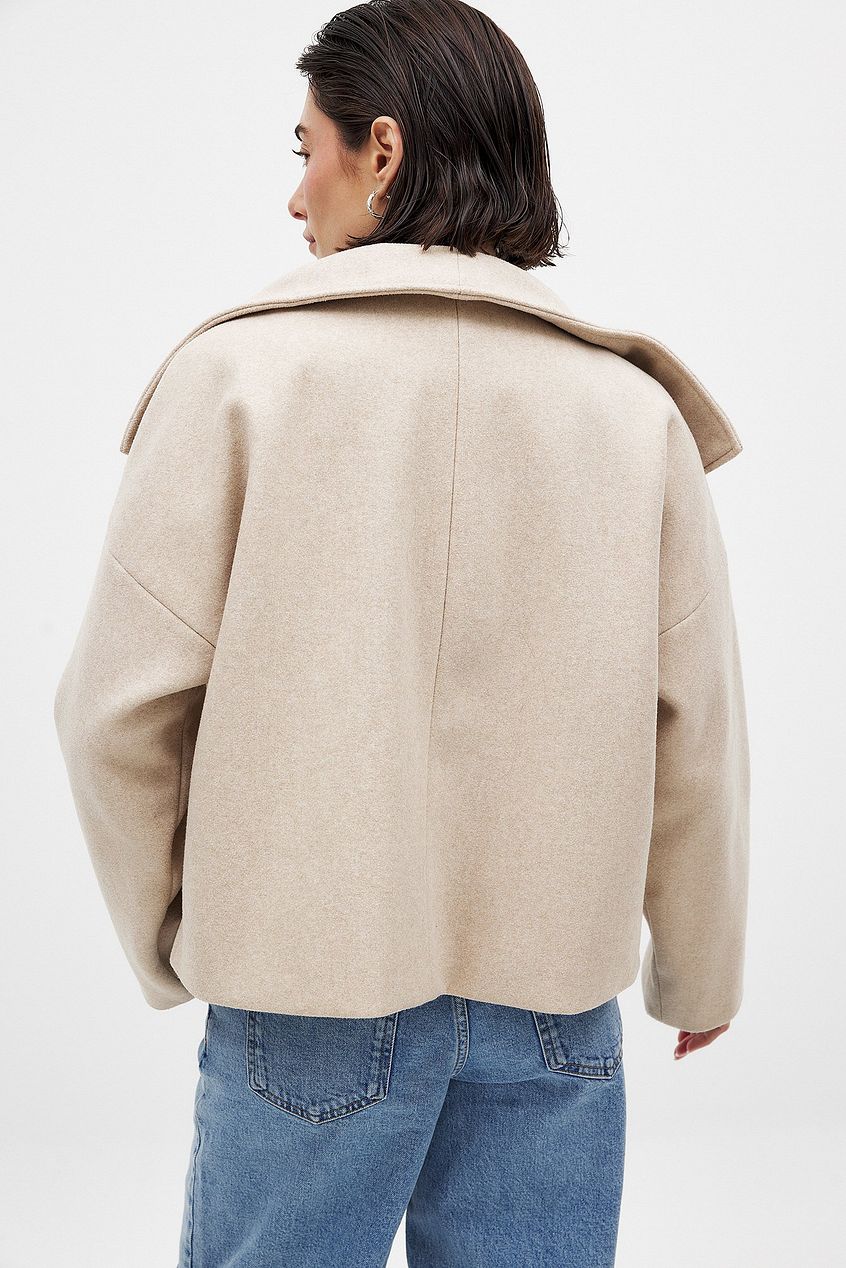 Domenica Wide Collar Double-Breasted Short Coat