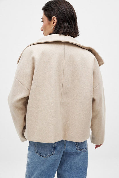 Domenica Wide Collar Double-Breasted Short Coat
