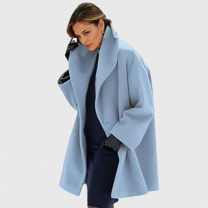 Honora Wide Shawl Collar Button Front Wool Coat
