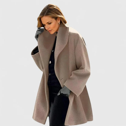 Honora Wide Shawl Collar Button Front Wool Coat