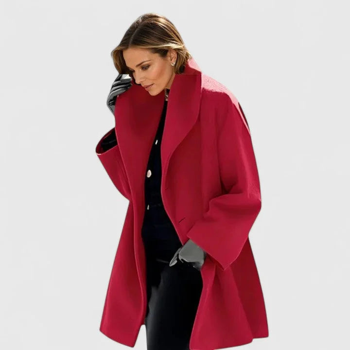 Honora Wide Shawl Collar Button Front Wool Coat