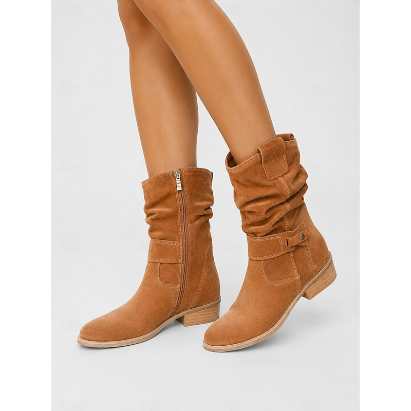 Delphine Slouchy Low Block Heel Ankle Boots