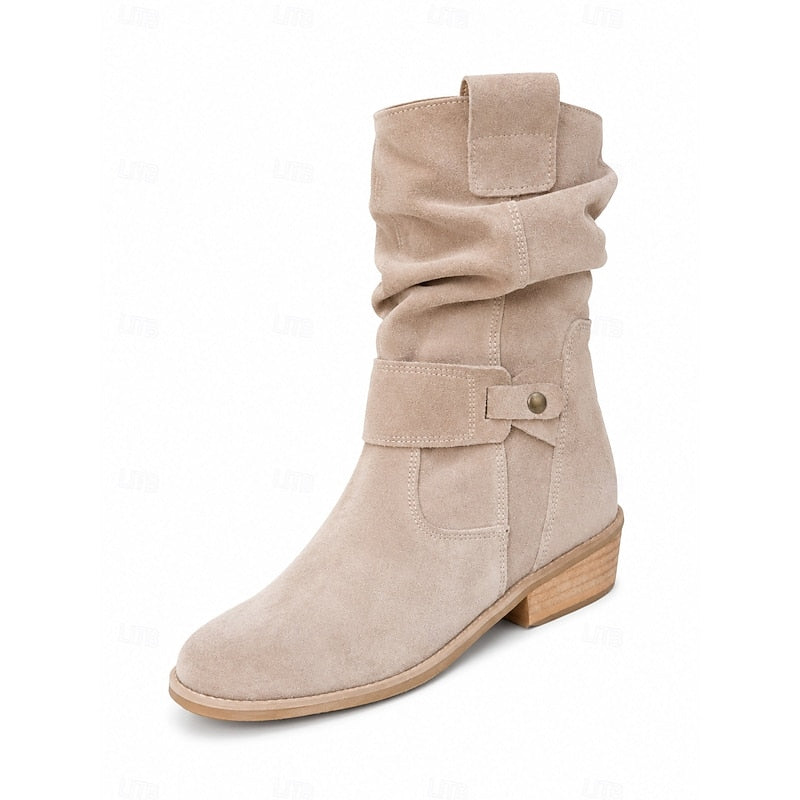 Delphine Slouchy Low Block Heel Ankle Boots