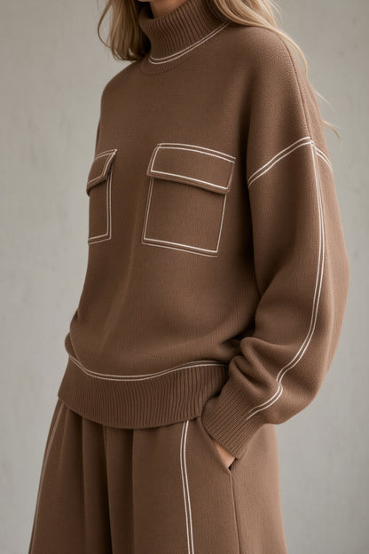 Vivienne Turtleneck Knit Skirt Two-Piece Set