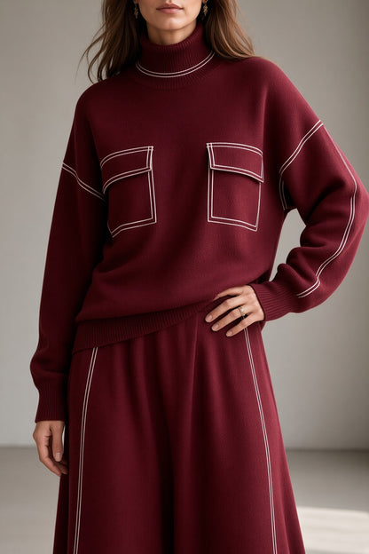 Vivienne Turtleneck Knit Skirt Two-Piece Set