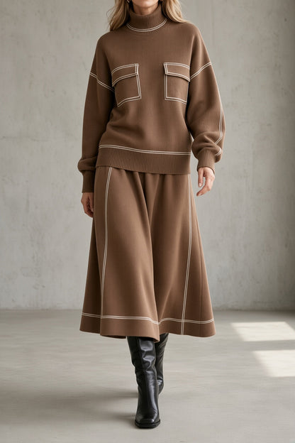 Vivienne Turtleneck Knit Skirt Two-Piece Set