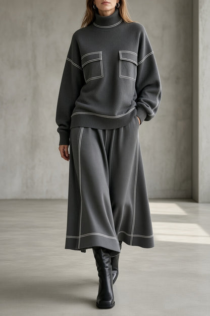 Vivienne Turtleneck Knit Skirt Two-Piece Set